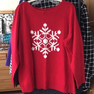 NWT Talbots Red Snowflake Sweater 3X